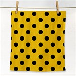 Polka Dots - Black on Deep Lemon Yellow Face Towel