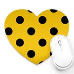 Polka Dots - Black on Deep Lemon Yellow Heart Mousepad