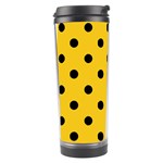 Polka Dots - Black on Deep Lemon Yellow Travel Tumbler