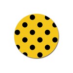 Polka Dots - Black on Deep Lemon Yellow Magnet 3  (Round)