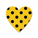 Polka Dots - Black on Deep Lemon Yellow Magnet (Heart)