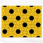 Polka Dots - Black on Deep Lemon Yellow Jigsaw Puzzle (Rectangular)