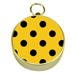 Polka Dots - Black on Deep Lemon Yellow Gold Compass