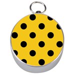 Polka Dots - Black on Deep Lemon Yellow Silver Compass