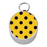 Polka Dots - Black on Deep Lemon Yellow Silver Compass (Mini)