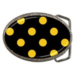 Polka Dots - Deep Lemon Yellow on Black Belt Buckle