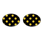 Polka Dots - Deep Lemon Yellow on Black Cufflinks (Oval)