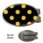 Polka Dots - Deep Lemon Yellow on Black Money Clip (Oval)