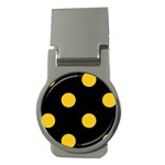 Polka Dots - Deep Lemon Yellow on Black Money Clip (Round)
