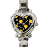 Polka Dots - Deep Lemon Yellow on Black Heart Italian Charm Watch