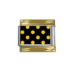Polka Dots - Deep Lemon Yellow on Black Gold Trim Italian Charm (9mm)