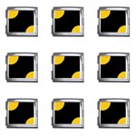 Polka Dots - Deep Lemon Yellow on Black Mega Link Italian Charm (9 pack)
