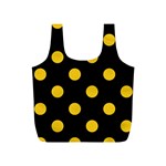 Polka Dots - Deep Lemon Yellow on Black Full Print Recycle Bag (S)