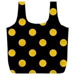 Polka Dots - Deep Lemon Yellow on Black Full Print Recycle Bag (XL)