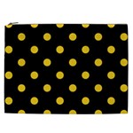Polka Dots - Deep Lemon Yellow on Black Cosmetic Bag (XXL)