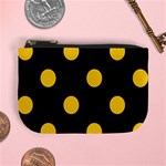 Polka Dots - Deep Lemon Yellow on Black Mini Coin Purse