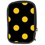 Polka Dots - Deep Lemon Yellow on Black Compact Camera Leather Case