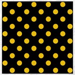 Polka Dots - Deep Lemon Yellow on Black Canvas 12  x 12 