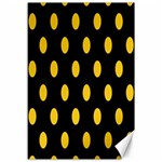 Polka Dots - Deep Lemon Yellow on Black Canvas 12  x 18 
