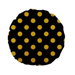 Polka Dots - Deep Lemon Yellow on Black Standard 15  Premium Round Cushion