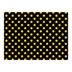Polka Dots - Deep Lemon Yellow on Black Double Sided Flano Blanket (Mini)