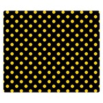 Polka Dots - Deep Lemon Yellow on Black Double Sided Flano Blanket (Small)