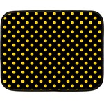 Polka Dots - Deep Lemon Yellow on Black Double Sided Fleece Blanket (Mini)