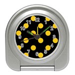 Polka Dots - Deep Lemon Yellow on Black Desk Alarm Clock