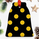 Polka Dots - Deep Lemon Yellow on Black Bell Ornament (Two Sides)