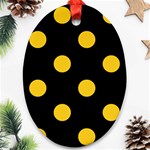 Polka Dots - Deep Lemon Yellow on Black Ornament (Oval)
