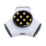 Polka Dots - Deep Lemon Yellow on Black Portable USB Hub (One Side)