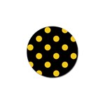 Polka Dots - Deep Lemon Yellow on Black Golf Ball Marker