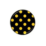 Polka Dots - Deep Lemon Yellow on Black Hat Clip Ball Marker (4 pack)
