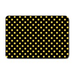 Polka Dots - Deep Lemon Yellow on Black Small Doormat