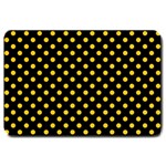 Polka Dots - Deep Lemon Yellow on Black Large Doormat