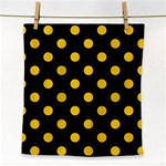 Polka Dots - Deep Lemon Yellow on Black Face Towel