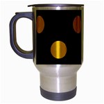 Polka Dots - Deep Lemon Yellow on Black Travel Mug (Silver Gray)