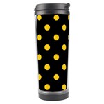 Polka Dots - Deep Lemon Yellow on Black Travel Tumbler