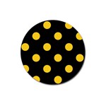 Polka Dots - Deep Lemon Yellow on Black Magnet 3  (Round)