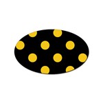 Polka Dots - Deep Lemon Yellow on Black Sticker Oval (10 pack)