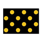 Polka Dots - Deep Lemon Yellow on Black Sticker A4 (100 pack)
