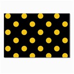 Polka Dots - Deep Lemon Yellow on Black Postcard 5  x 7 