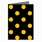 Polka Dots - Deep Lemon Yellow on Black Greeting Card