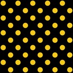 Polka Dots - Deep Lemon Yellow on Black ScrapBook Page 12  x 12 