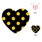 Polka Dots - Deep Lemon Yellow on Black Playing Cards (Heart)