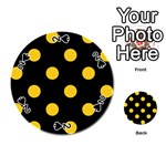Polka Dots - Deep Lemon Yellow on Black Playing Cards 54 (Round)