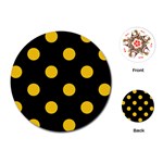 Polka Dots - Deep Lemon Yellow on Black Playing Cards (Round)