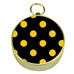 Polka Dots - Deep Lemon Yellow on Black Gold Compass