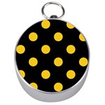 Polka Dots - Deep Lemon Yellow on Black Silver Compass