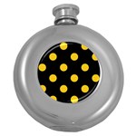 Polka Dots - Deep Lemon Yellow on Black Hip Flask (5 oz)
